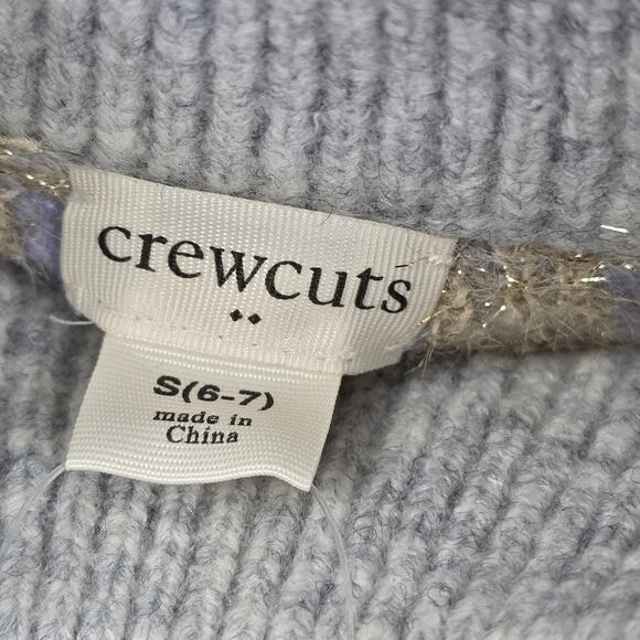 crewcuts Sweater Girls Small 6-7 Gray Fair Isle Mock Neck Merino Blend Metallic - Picture 3 of 11